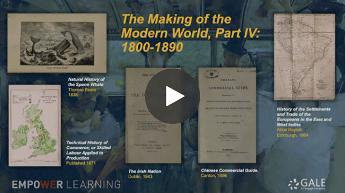 Gale Primary Sources Making of Modern World Homepage screen