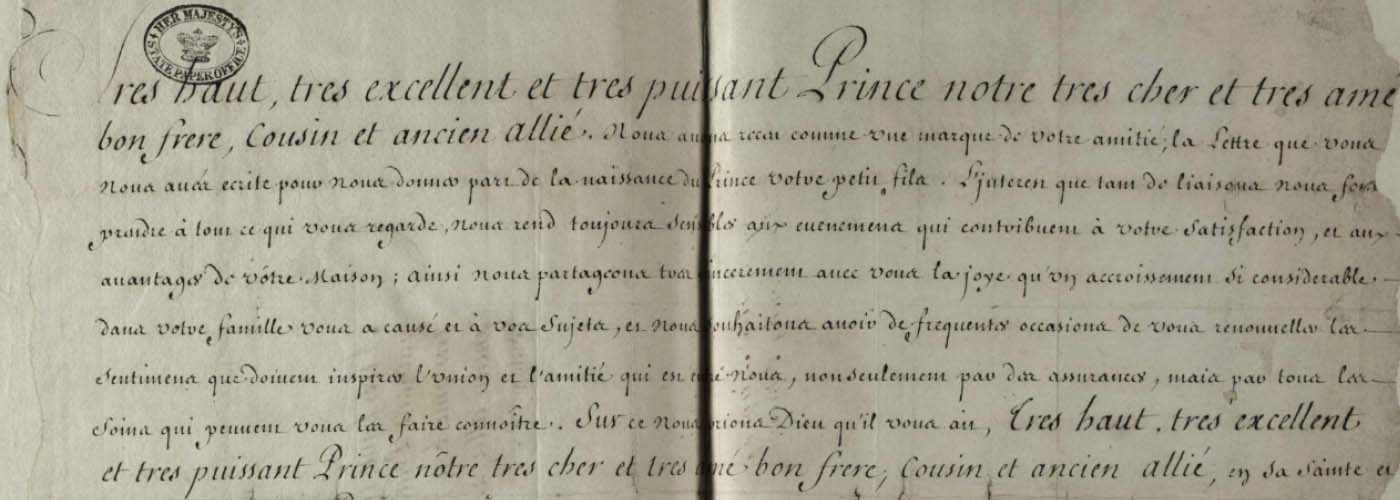 Letter from Louis XIV to George I on the occasion of his ascension at the death of Queen Anne.