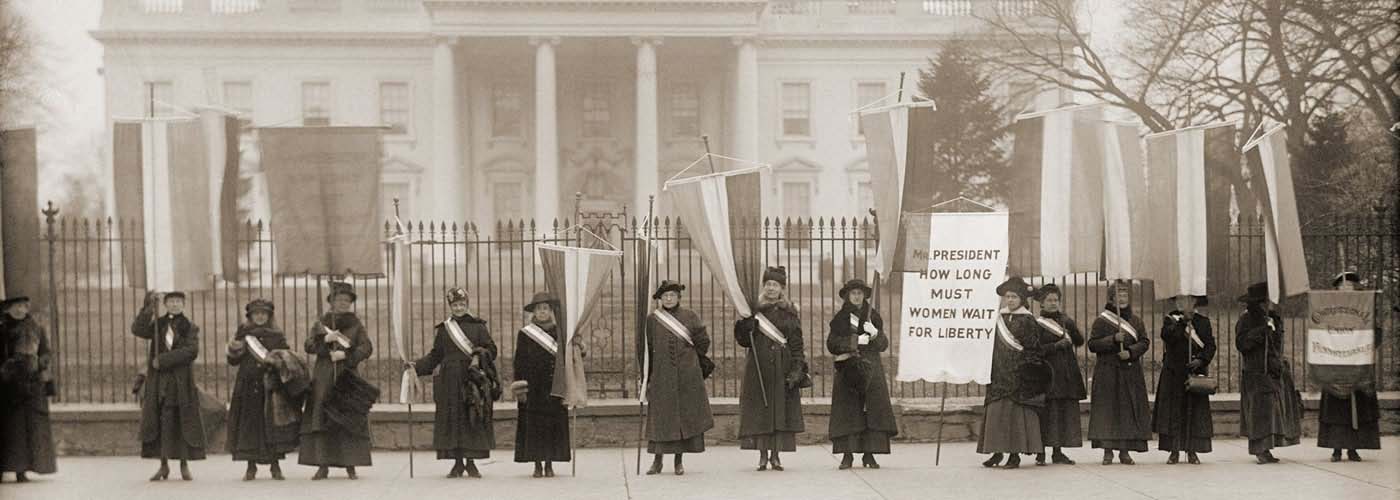 National Women's Party demonstration in front of the White House in 1917.