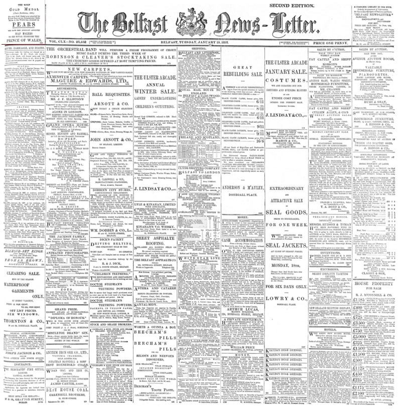 Belfast News-Letter, 19 January 1897. British Library Newspapers, Part I, 1800-1900.