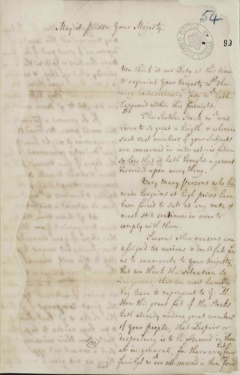 Townshend to Colonel Morgan - Signifying the King’s approval of the arrest of Lord North and Lord Grey, September 25 1722.  SP 35/33 f. 143. Reproduced by kind permission of The National Archives of the UK