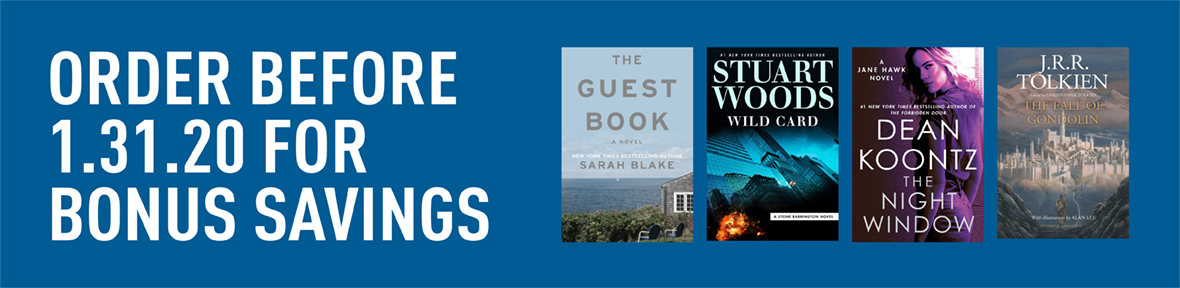 Book covers on blue background