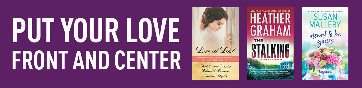 Purple banner with book covers