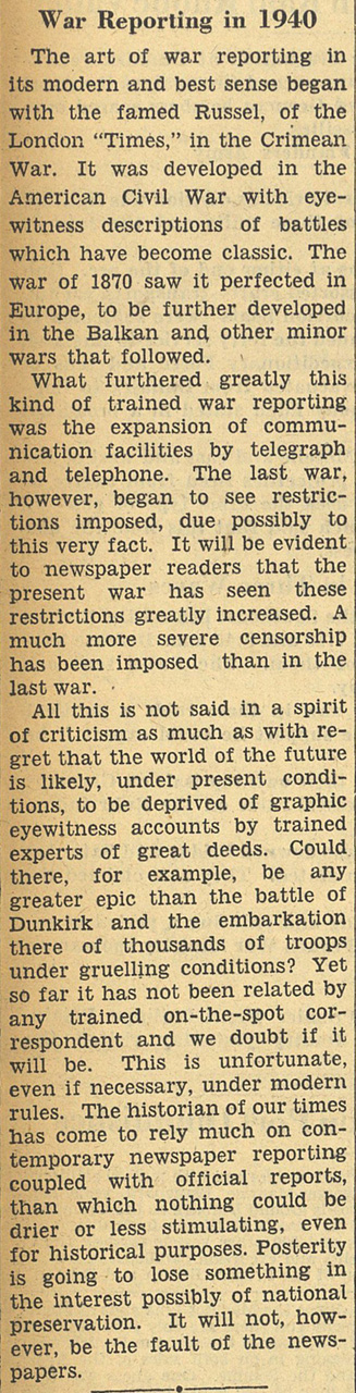 June 3 1940 column from international herald tribune