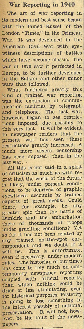 June 3 1940 column from international herald tribune