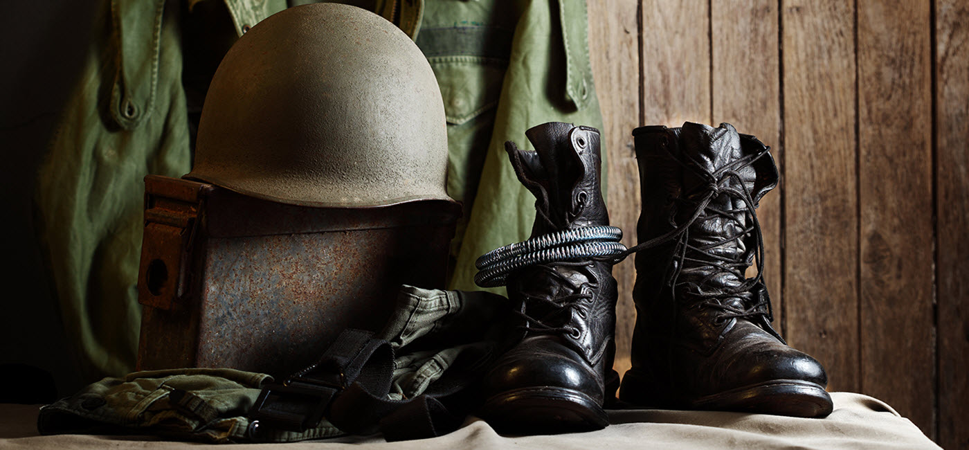 Helmet, boots, and uniform