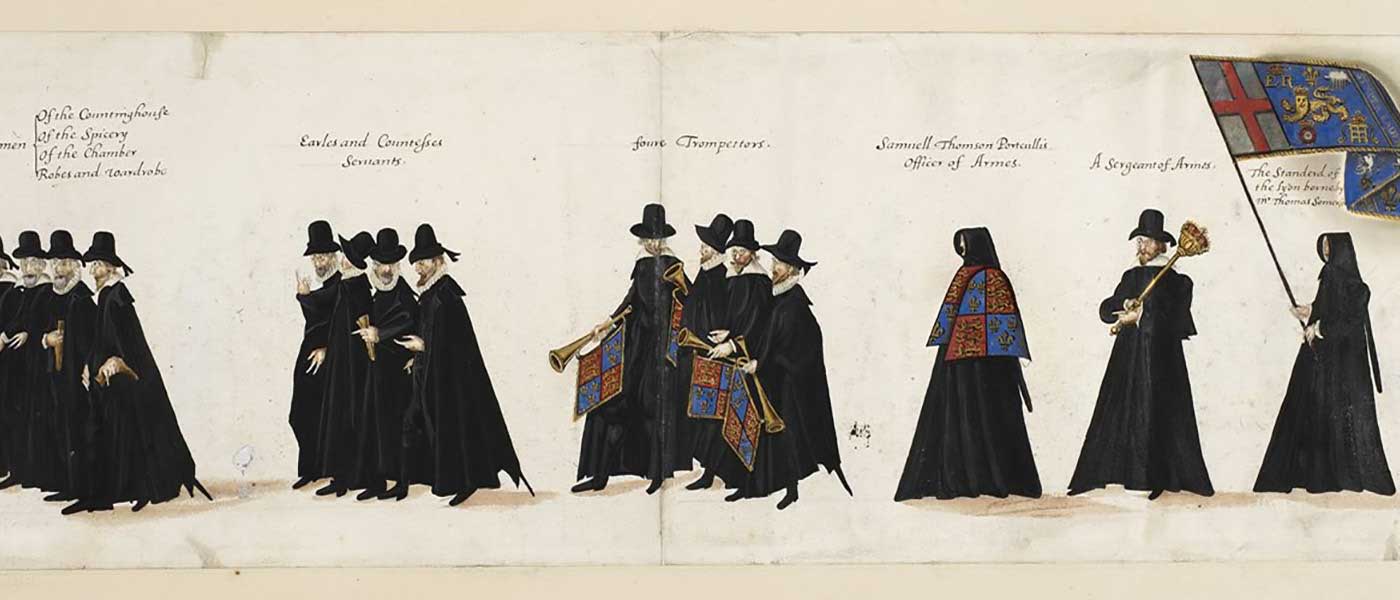 Funeral procession of Queen Elizabeth I, 1603 © The British Library Board.!''