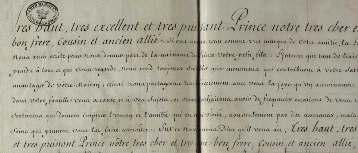 Letter from Louis XIV to George I on the occasion of his ascension at the death of Queen Anne.!''
