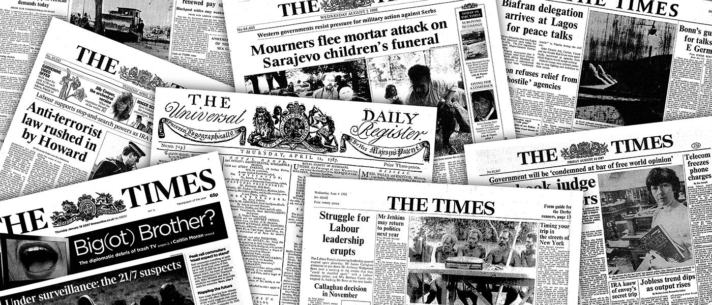 Various source media. The Times Digital Archive 1785-2024