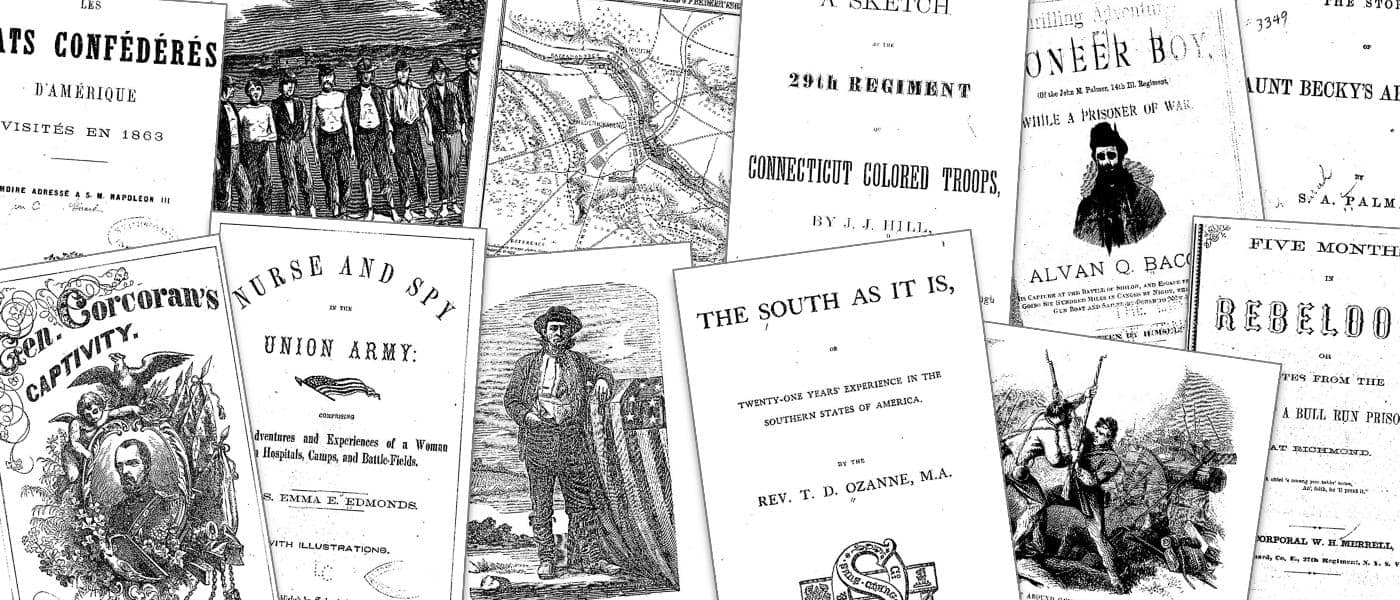 南北戦争従軍者回想録集より複数のページ画像のコラージュ