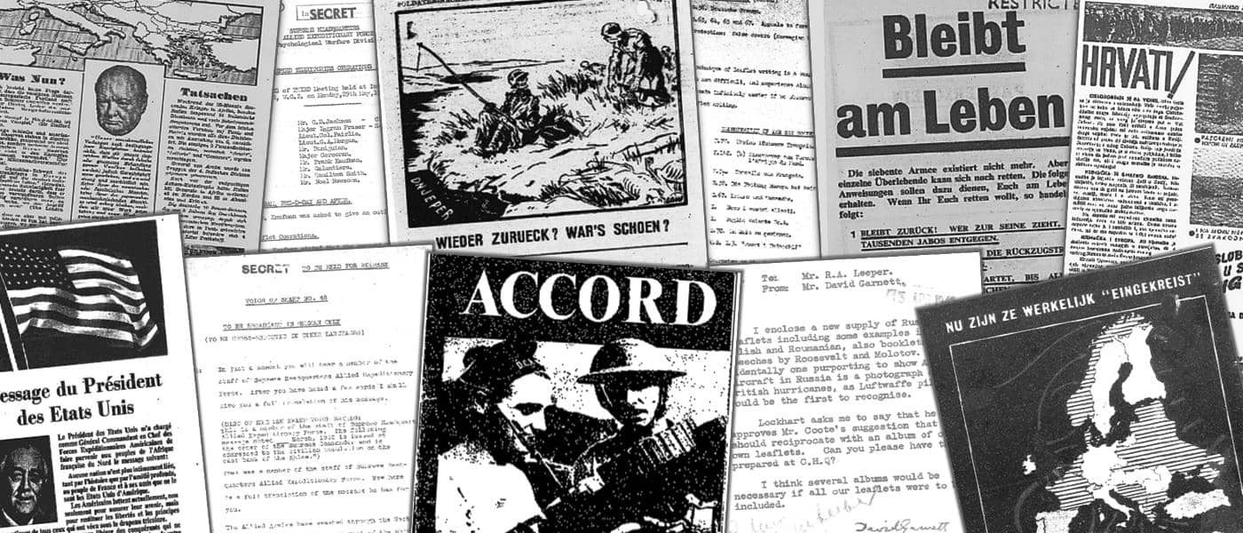 第二次大戦中の連合軍対独プロパガンダ作戦資料集より文書のコラージュ