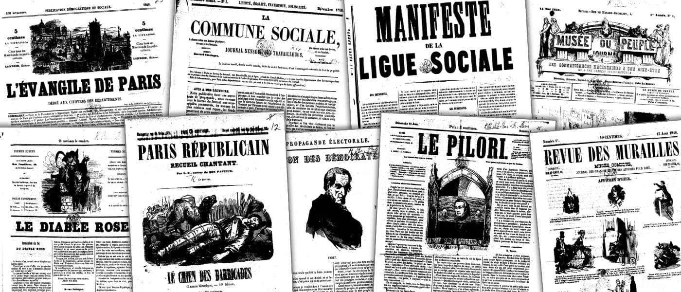 1848年フランス革命期の新聞のコラージュ!''