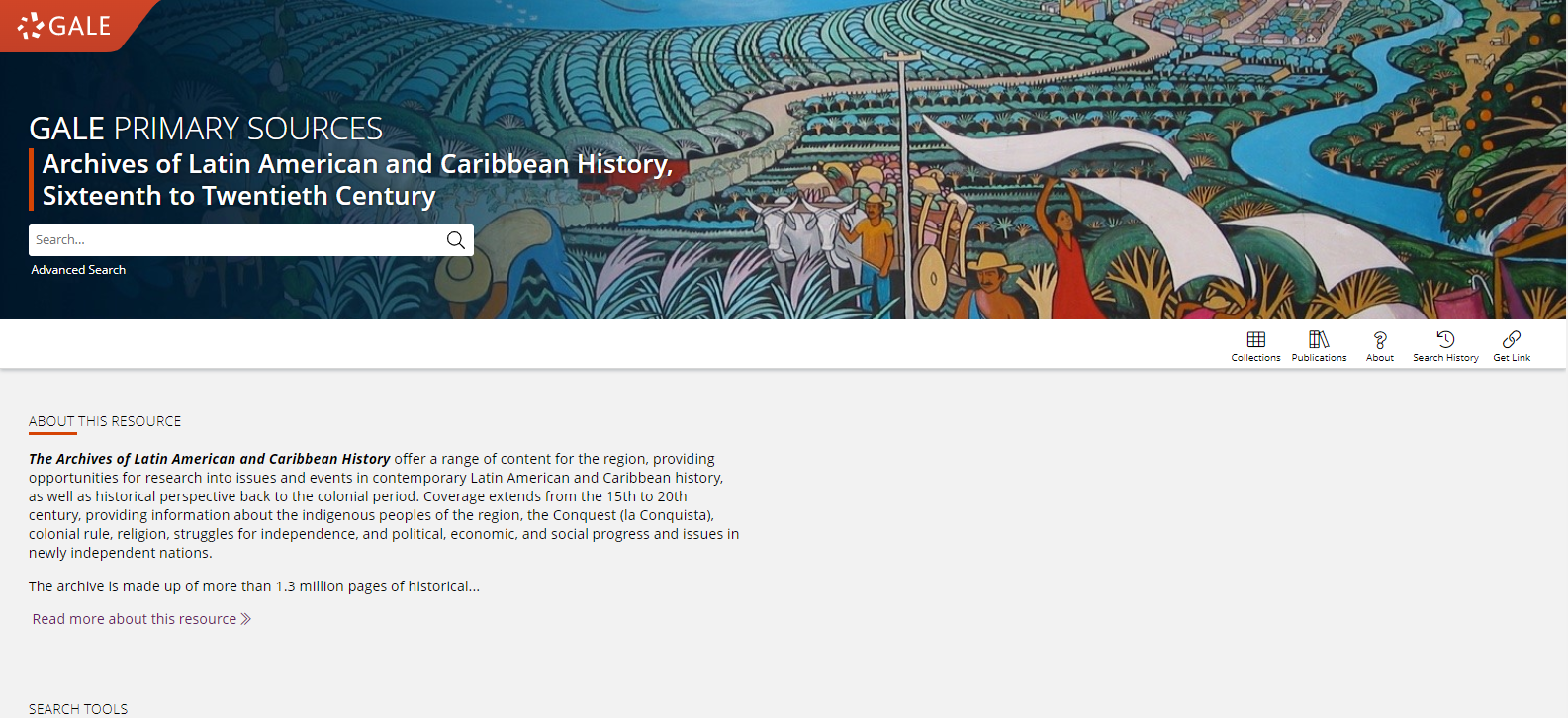 Screen shot of the Archives of Latin America and Caribbean History, Sixteenth to Twentieth Century interface