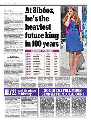 "At 8lb6oz, He's the Heaviest Future King in 100 Years." Daily Mail, 23 July 2013