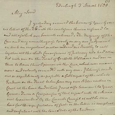 HO 47/24/6: Reports on Criminals: Correspondence, Mar. 3 1800. 3 Mar. 1800. MS Crime and the Criminal Justice System: Records from The U.K. National Archives