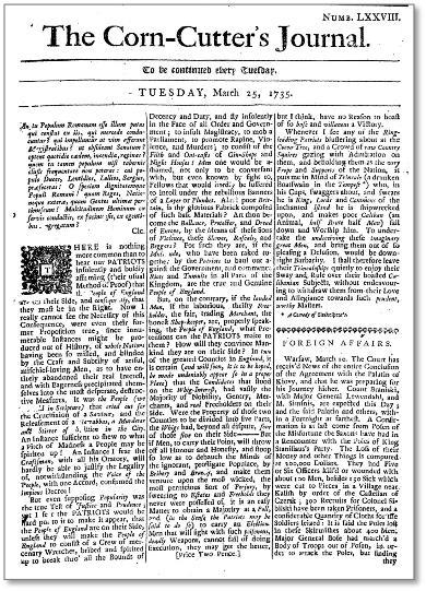 『コーン・カッターズ・ジャーナル』1735年3月25日号より