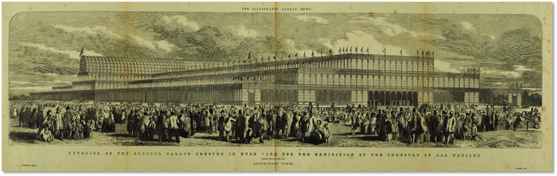 ハイドパークの水晶宮外観図（『ILN』1851年8月2日号より）