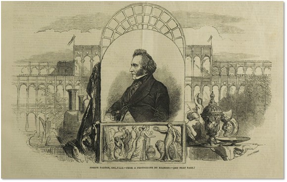 水晶宮の設計者パクストン氏の肖像（『ILN』1851年5月3日号より）