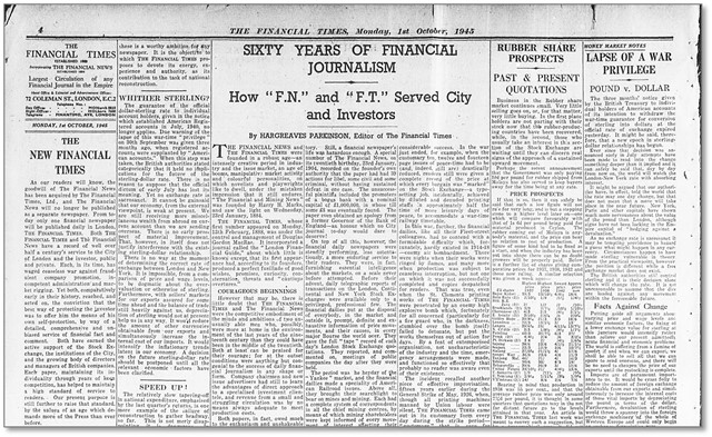 FNとFTの合併を記念する記事（1945年10月1日）