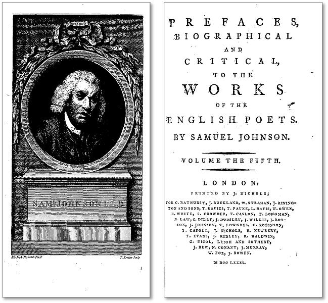 サミュエル・ジョンソン『イギリス詩人伝』第５巻（1779年）より扉絵と題