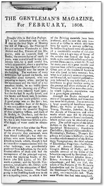 ニコルズ家の火災について（『ジェントルマンズ・マガジン』1808年2月1日）