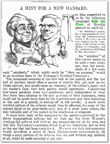 『タイムズ』を引用した記事の例（『パンチ』1850年3月9日）
