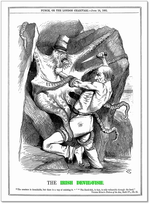 「アイルランドの魔魚（タコ）」（『パンチ』1881年6月18日）