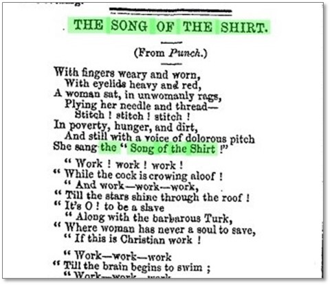 「シャツの歌」（『タイムズ』1843年12月16日）