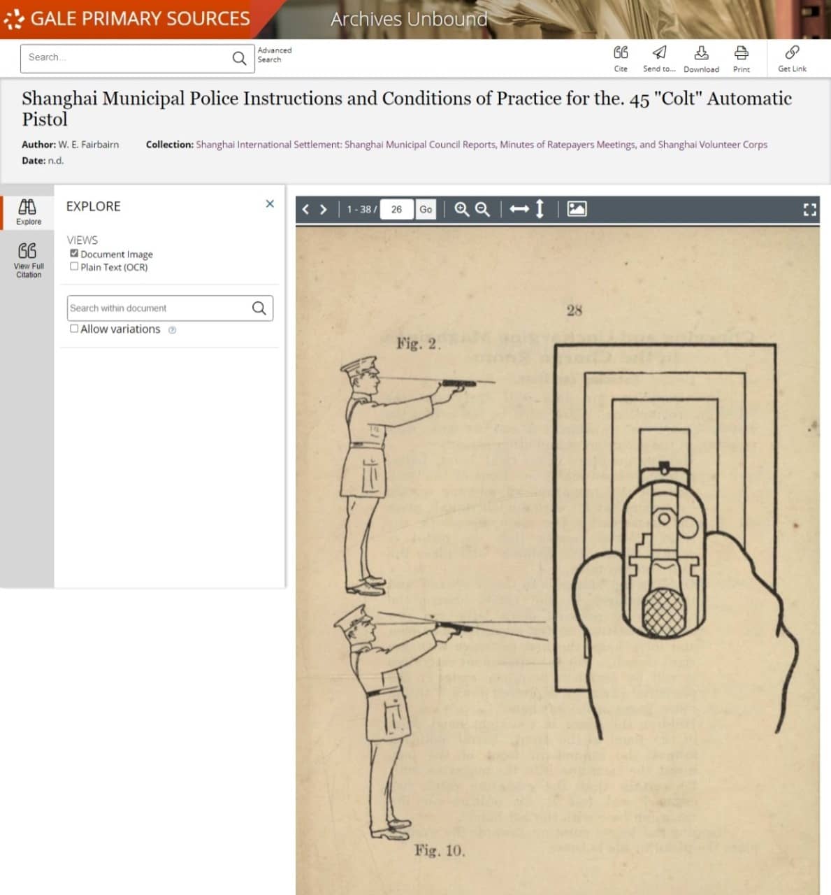 Fairbairn, W. E. Shanghai Municipal Police Instructions and Conditions of Practice for the. 45 