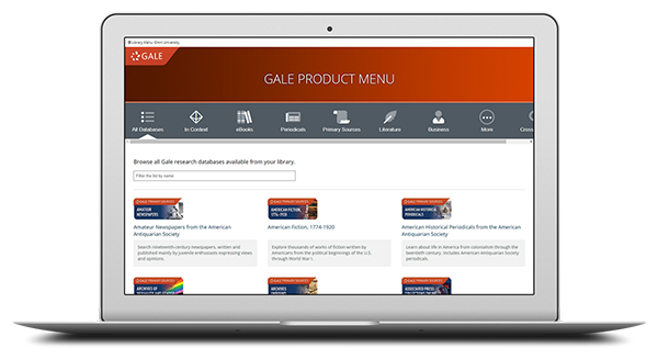 Gale Product Menu Screenshot