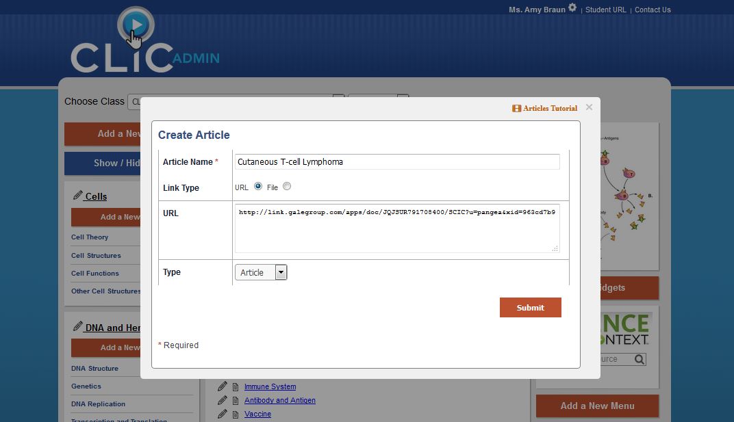 Courses can be customized to fit your classroom needs. Add, delete, or modify course sections and content.