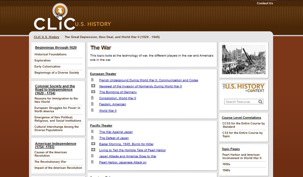 In the student view, topics and subtopics delve down into the most sought after student objectives.