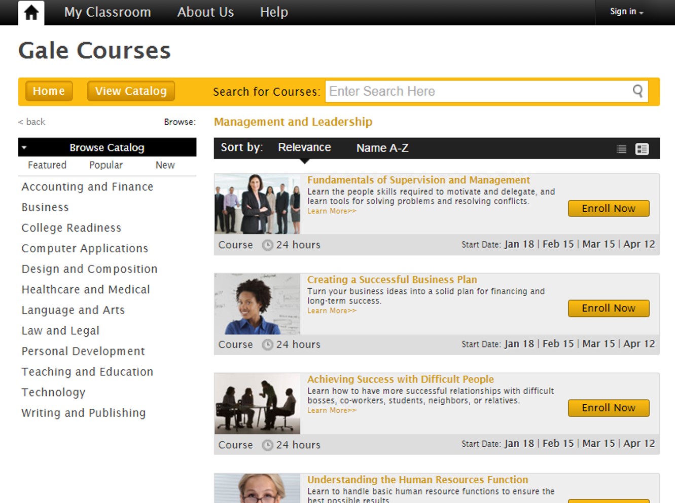 cengage course catalog