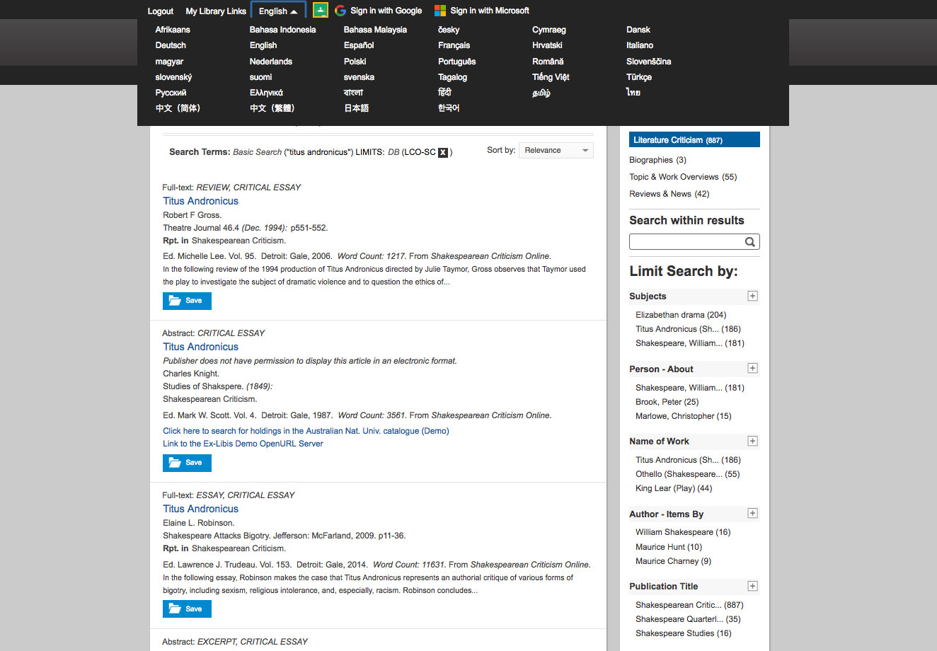Other Language Option screenshot