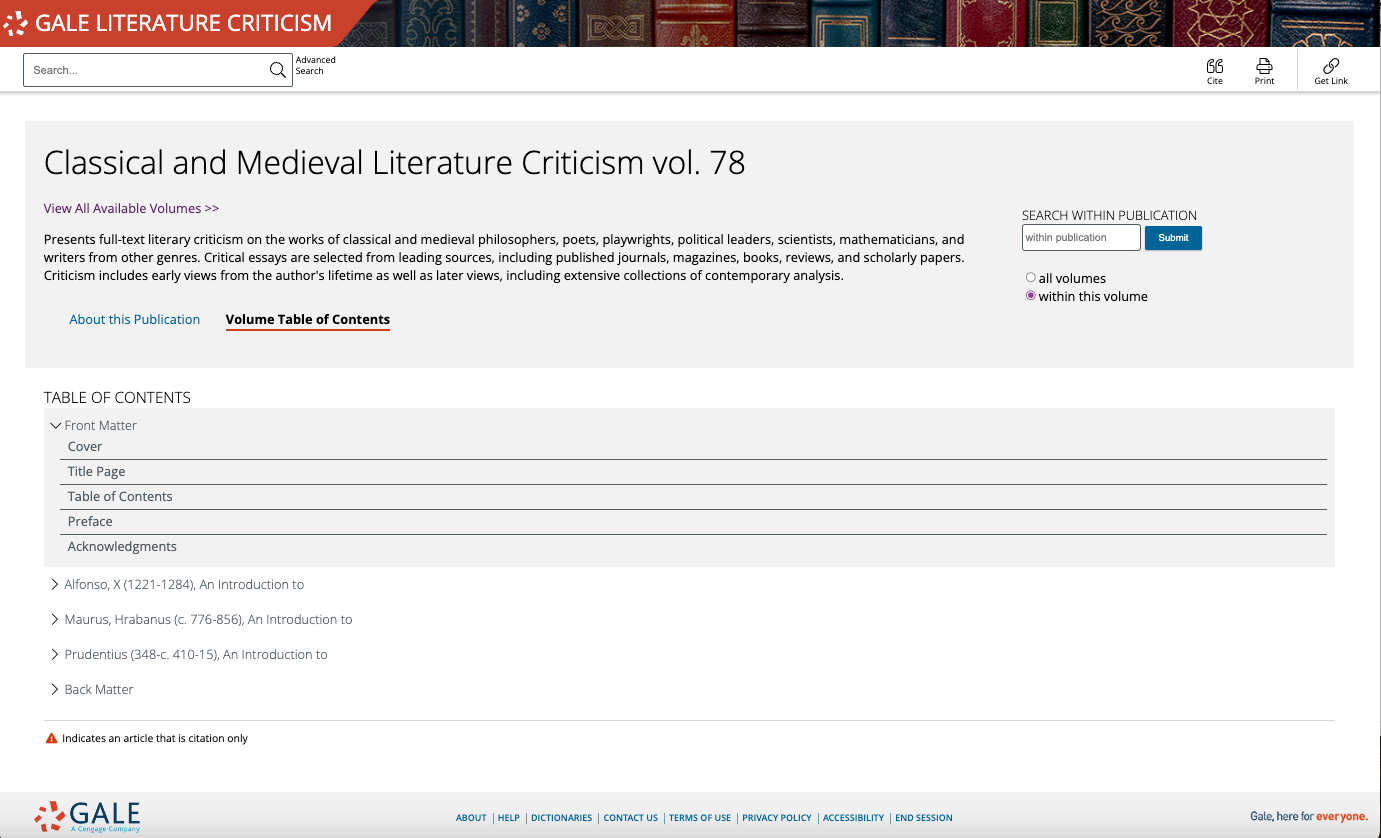Classical and Medieval Literature Criticism Search Results