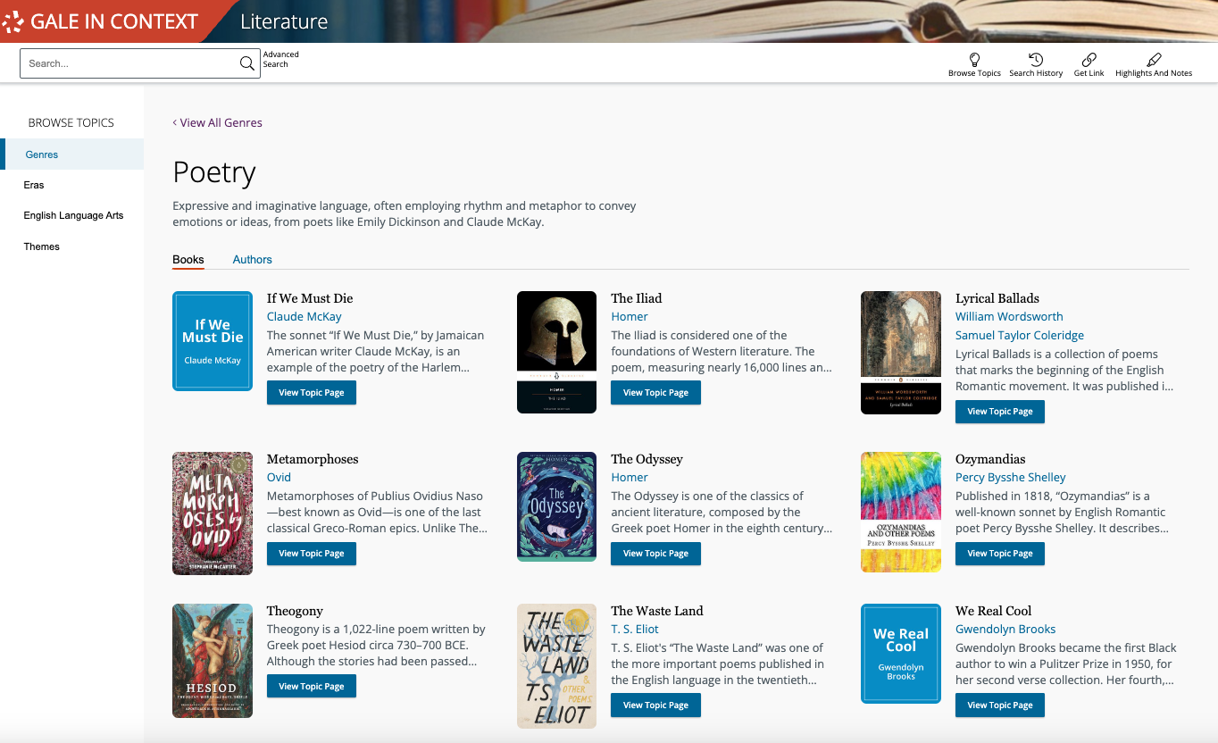 Literature Criticism Online screenshot