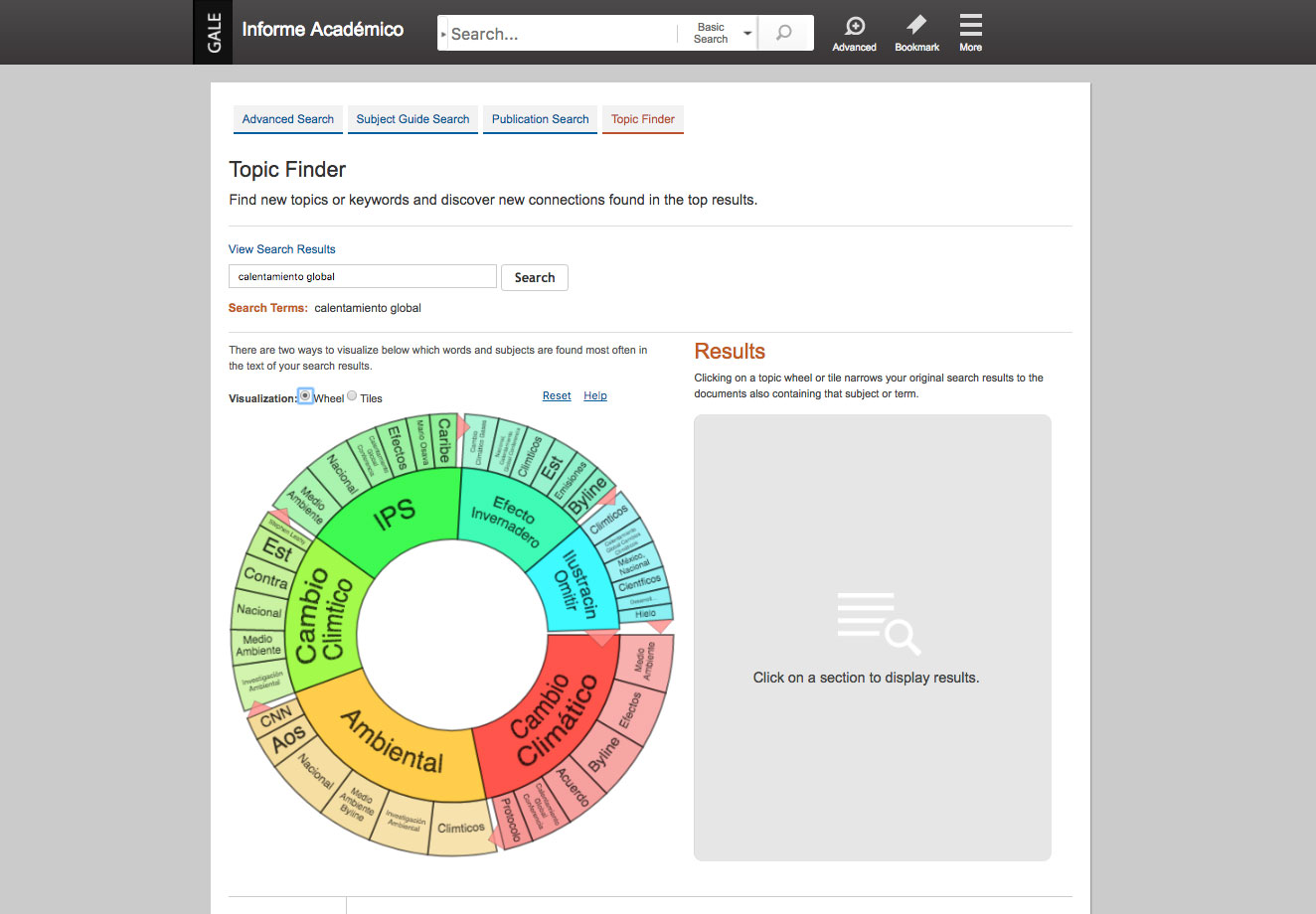 “Gale期刊大全：西班牙语学术期刊”：话题查找器