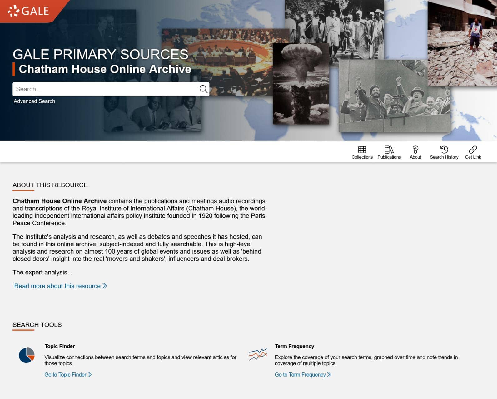 王立国際問題研究所〈チャタムハウス〉文書・演説集成のホーム画面