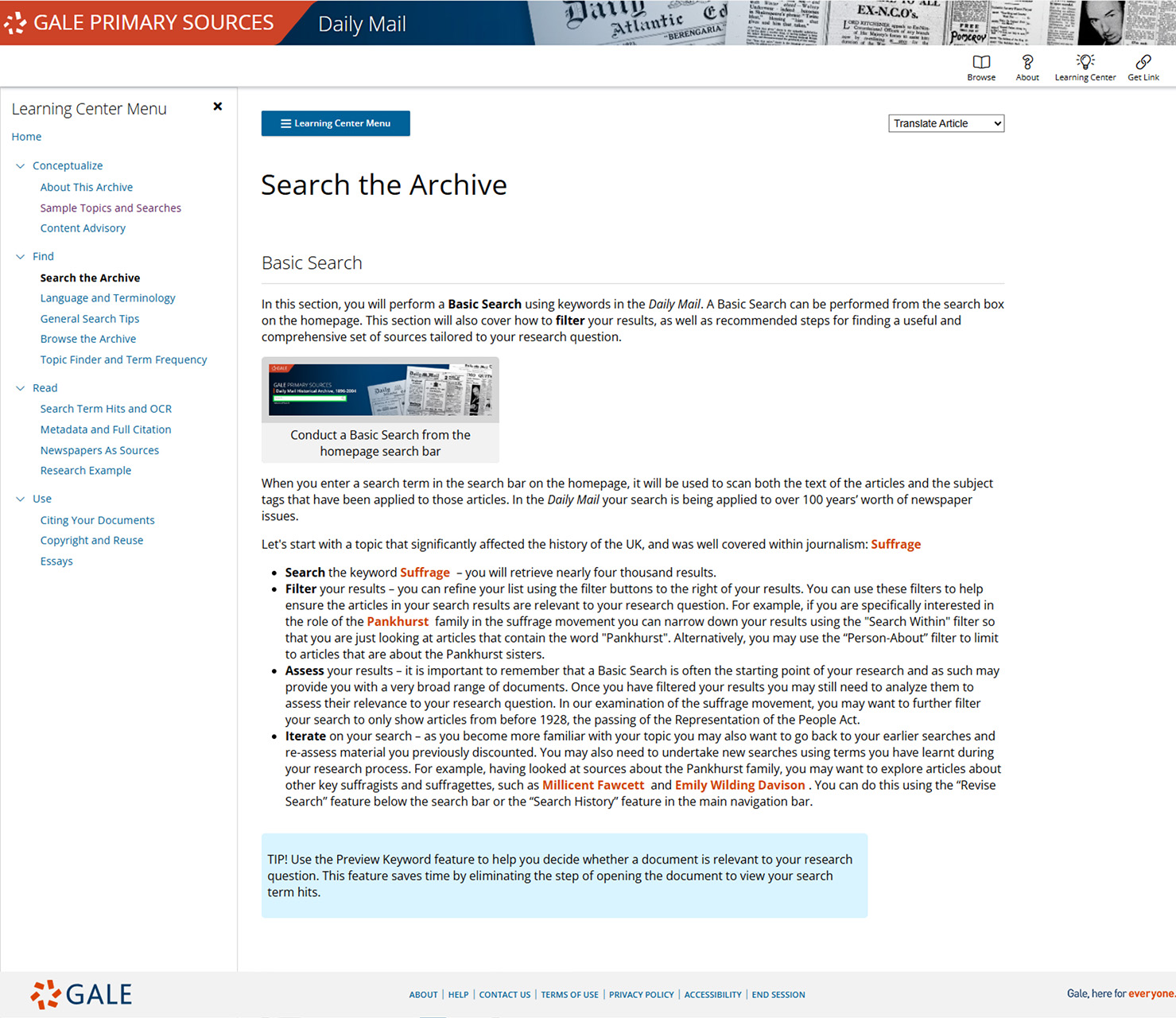 A snapshot of the archive’s dedicated Learning Center, where you can learn basic and advanced data literacy skills.