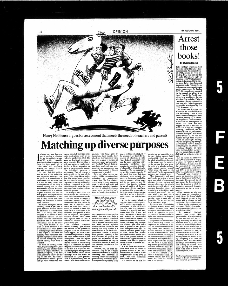 TES, Opinion page, February 5, 1993