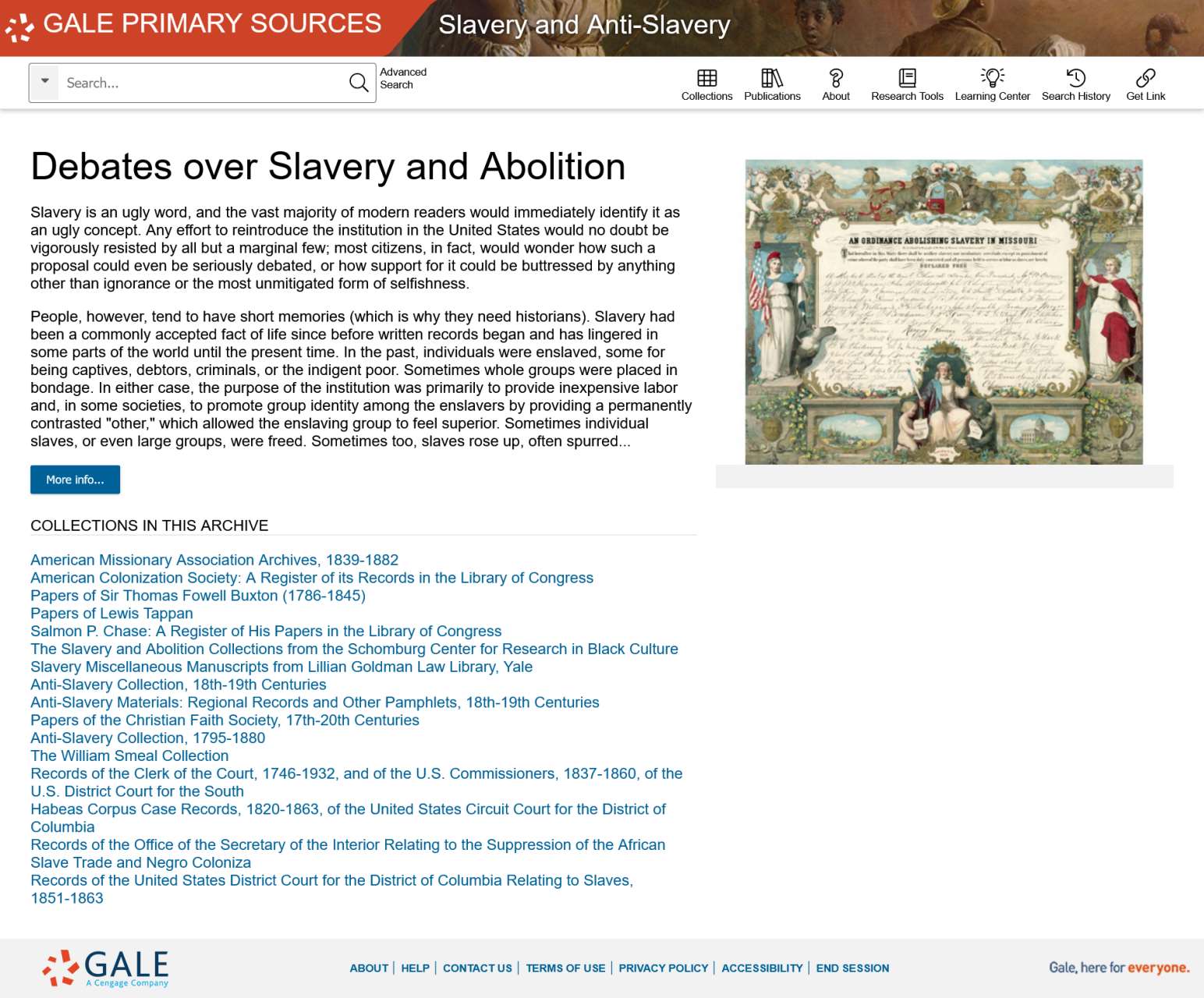 Slavery and Anti-Slavery: A Transnational Archive第１部の概要画面