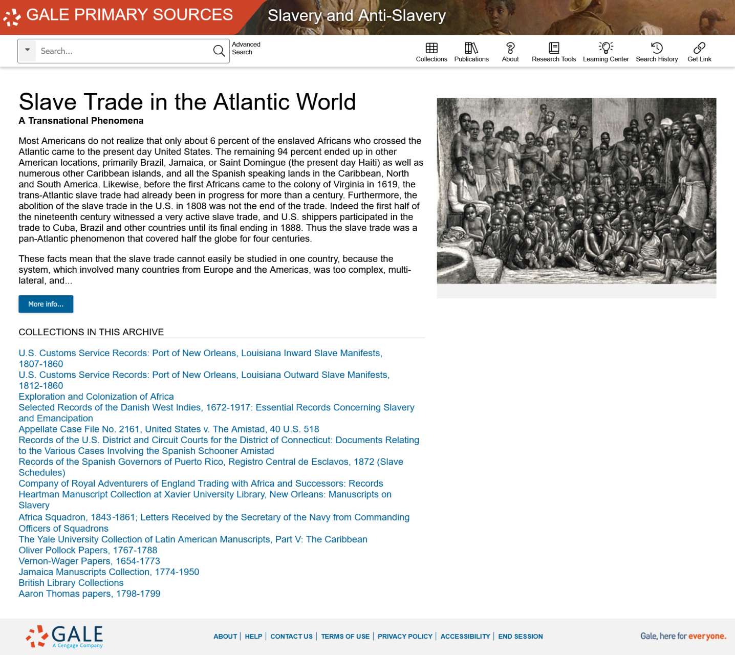 Slavery and Anti-Slavery: A Transnational Archive第２部の概要画面