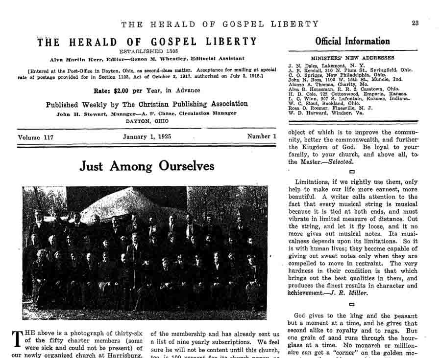 Source: Herald of gospel liberty. Volume 117. [Dayton, Ohio], 1808-1930. 1218pp. 122 vols.