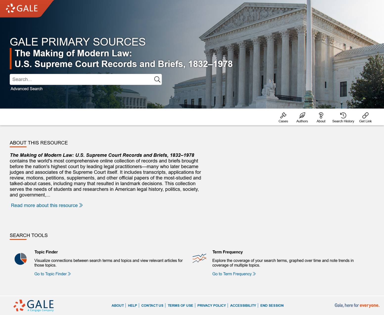 The Making of Modern Law: U.S. Supreme Court Records and Briefs, 1832-1978 のホーム画面