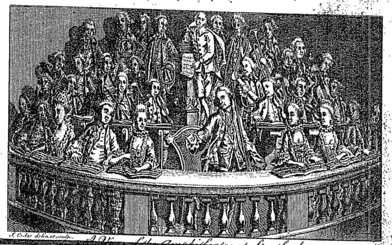 An etching of David Garrick performing his Ode to Shakespeare at the 1769 Stratford Jubilee. Behind him is a statue of Shakespeare surrounded by a small orchestra. To either side of Garrick sit singers waiting to perform songs from Shakespeare’s plays. The image is from: The dramatic muse; or jubilee songster, consisting of all the songs sung at the Stratford jubilee: likewise, the newest and most favourite airs, songs, and catches, sung at the playhouses and public gardens. Printed for J. Roson, no. 54. St. Martin's Le Grand, [1777?]. Eighteenth Century Collections Online, http://link.galegroup.com/apps/doc/CW0116081171/GDCS?u=bham_uk&sid=GDCS&xid=e270e172.