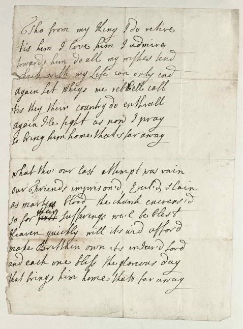 A poem by James Murray, the Jacobite Earl of Dunbar, early 1721. Source location: RA. SP Box 3/9/2