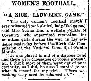 "Women's Football." Daily Mail, 8 Dec. 1921, p. 5. Daily Mail Historical Archive, 1896-2004
