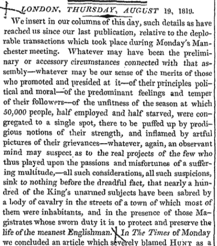 "London, Thursday, August 19, 1819." Times, 19 Aug. 1819, p. 2. The Times Digital Archive, http://tinyurl.galegroup.com/tinyurl/BYSy50