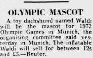 Reuter. "Olympic Mascot." Daily Telegraph, 6 Jan. 1971, p. 4. The Telegraph Historical Archive, 