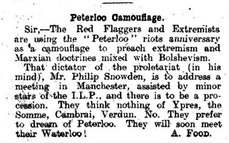 Food, A. "Peterloo Camouflage." British Citizen and Empire Worker, 23 Aug. 1919, p. 36. Nineteenth Century Collections Online, https://link.gale.com/apps/doc/DXMPZF583347962/GDCS?u=webdemo&sid=GDCS&xid=9d21c013